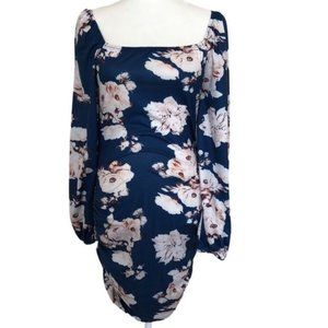 Shein Blue Floral Bodycon Mini Dress Size Medium